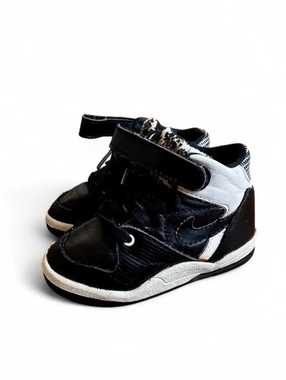 RARE Vintage Nike Baby Force High Top Toddler 5.5 Black White Strap 900608 IF
